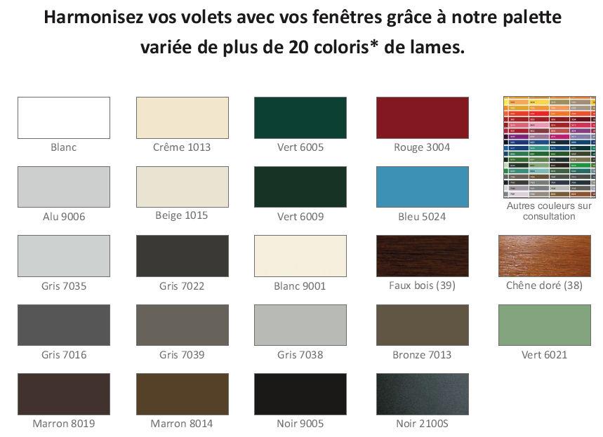 couleurs lames volets roulants